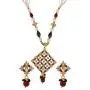 Ethnadore Indian Bollywood 14 K Gold Plated Faux Pearl Beaded Pendant Strand Necklace Earrings Jewelry Set