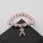 CENWA Breast Cancer Awareness Bracelet Pink Rhinestone Ribbon Charm Beads Bracelet Breast Cancer Support Gift
