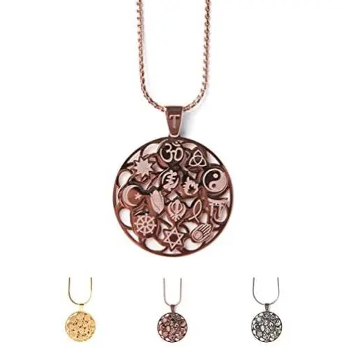 Tolerance Spiritual Stainless Steel Pendant Necklace & a Gift Book | 14 Religious Symbols Fashion Spiritual Jewelry for Women | Multi Religion Pendant Necklace Tolerance Spiritual Stainless Steel Pendant Necklace & a Gift Book | 14 Religious Symbols Fashion Spiritual Jewelry for Women | Multi Religion Pendant Necklace