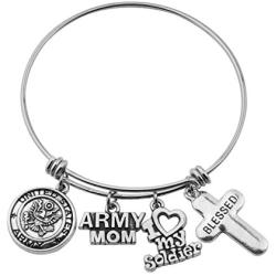 Gzrlyf Military Mom Wife Bracelet Expandable Wire Bangle Jewelry Gifts for Women