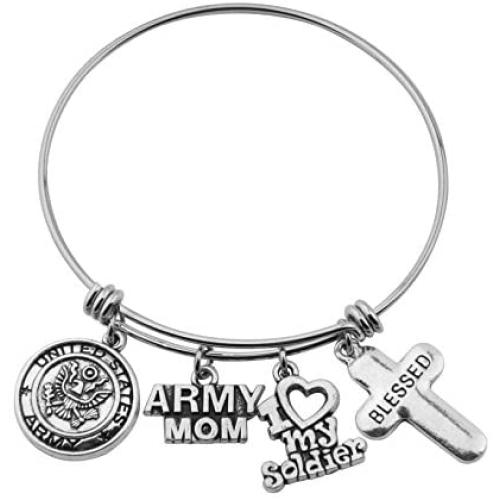 Gzrlyf Military Mom Wife Bracelet Expandable Wire Bangle Jewelry Gifts for Women