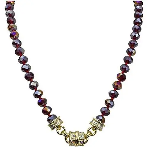 Kirks Folly Ruby Aurora Borealis Beaded Magnetic Interchangeable Necklace (Goldtone) July Birthstone