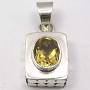 SilverStarJewel Citrine Old Style Pendant 1'' Bijoux 925 Solid Silver