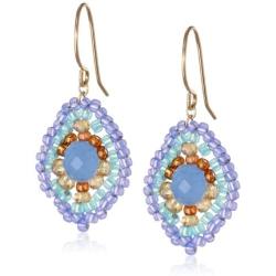 Miguel Ases Blue Quartz and Topaz Hydro Lotus Drop Earrings, 1.4''