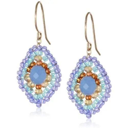 Miguel Ases Blue Quartz and Topaz Hydro Lotus Drop Earrings, 1.4'' Miguel Ases Blue Quartz and Topaz Hydro Lotus Drop Earrings, 1.4''