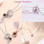 HACOOL Projective Necklace, I Love You Symbol of Steadfast The Memory of Love Different Languages for I Love U