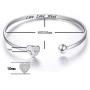 925 Sterling Silver Adjustable Open Cuff Heart Bangle Bracelet for Women Girls Inspirational Gift