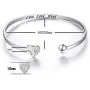 925 Sterling Silver Adjustable Open Cuff Heart Bangle Bracelet for Women Girls Inspirational Gift