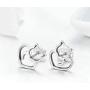 Cute Cat Earrings Stud Pearl Earrings for Women Mouse Cubic Zircon Hypoallergenic Earrings Christmas Birthday Gift
