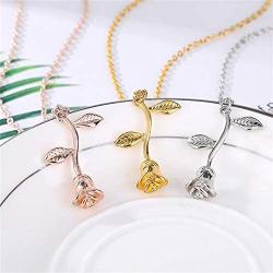 6 Pcs Rose Pendant Flower Necklaces Gold/Silver/Rose Gold Elegant Long Rose Pendant Necklaces for Women Girls Teens Birthday Anniversary Valentines Day Jewelry Gifts