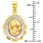 Wellingsale 14K Tri 3 Color Gold Polished Milgrain Religious Baptism''Mi Bautizo'' Charm Pendant