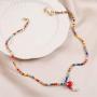 Pingyongchang Cute 4pcs Colorful Beads Chain Dainty Mushroom Shape Pendant Necklace Set Sweet Fresh Vegetables Mushroom Choker Jewelry Set for Women Girls Men