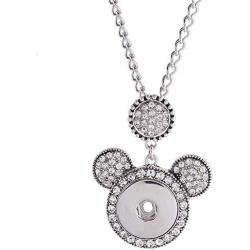 Snap Jewelry Mickey Mouse Shape Necklace Fits 18-20mm Snaps 20-3'' Extender