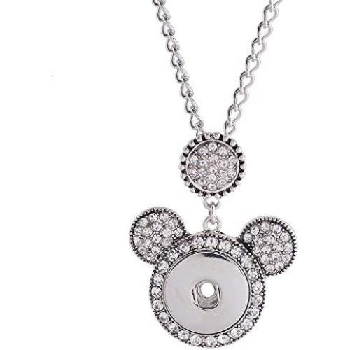 Snap Jewelry Mickey Mouse Shape Necklace Fits 18-20mm Snaps 20-3'' Extender