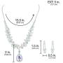 SP Sophia Collection Womens Elegant Bridal Teardrop Necklace and Half Halo Stud Post Dangle Earring Jewelry Set