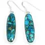 Natural Turquoise 30X8 MM Long Cabochons Studded in Solid 925 Sterling Silver Dangling Earrings Jewelry Natural Turquoise 30X8 MM Long Cabochons Studded in Solid 925 Sterling Silver Dangling Earrings Jewelry