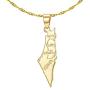 Fusamk Hip Hop Plated 18K Gold Israel Map Tag Pendant Necklace