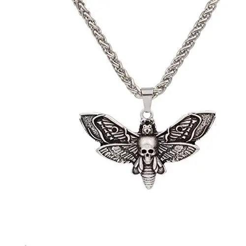 SanLan Death Head Moth Pendant Necklace Wicca Jewelry Goth Moth and The Moon SanLan Death Head Moth Pendant Necklace Wicca Jewelry Goth Moth and The Moon