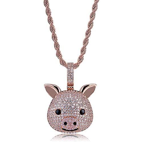 JINAO Iced Out Jack Skellington Heart Eyes Smile Devil Clown Pendant Necklace