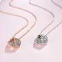 FANCIME Rose/White Gold Plated Cubic Zirconia Necklace Halo Simulated Diamond/Created Blue Sapphire Elegant Jewelry for Women Girls Mother