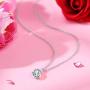 Sterling Silver Rose Necklace Round-Cut Sparkle Swarovski Zirconia Pendant Necklace