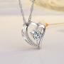 14k White Gold Plated Forever Lover Heart Pendant Necklace for Women