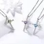 Birthstone Necklace/Earring 925 Sterling Silver Women Cross/3D Cube/Cresent Moon Birth Stone Jewelry Mens Birthday Gift Anniversary Present