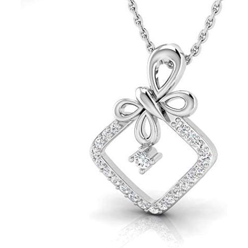 1/6 Ctw IGI Certified Diamond & Sterling Silver Butterfly Pendant with 18'' Chain