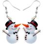 Bonsny Acrylic Drop Dangle Christmas Gifts Frosty Snowman Earrings Ornaments Decorations Jewelry For Women Accessories