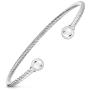 925 Solid Sterling Silver And Stainless Steel Ocean Twisted Bracelet 2-Ball Cuff Bracelet. (Size 7.5)