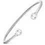 925 Solid Sterling Silver And Stainless Steel Ocean Twisted Bracelet 2-Ball Cuff Bracelet. (Size 7.5)