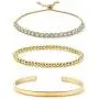 Starain 18K Gold Plated Tennis Bracelets for Women White Cubic Zirconia Bling Bracelet,Gold Copper Beaded Bracelet Cuff Bracelet Set Starain 18K Gold Plated Tennis Bracelets for Women White Cubic Zirconia Bling Bracelet,Gold Copper Beaded Bracelet Cuff Bracelet Set