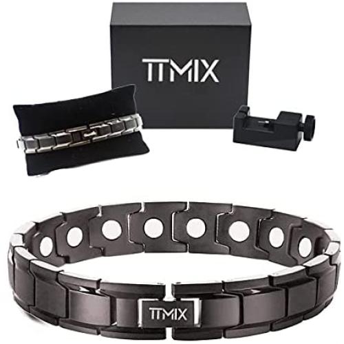 High Strength Pure Titanium Magnetic Therapy Bracelet 5000 Ga Magnets for Womens Mens Health, Arthritis Pain Relief with Premium Gift Box