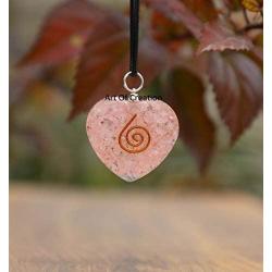Art Of Creation Rose Quartz Heart Pendant Necklace | EMF Protection | Crystal Chakra Gemstone Necklace | Energy Generator