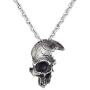 JIL Broken Damaged Half Face Skull Pendant Necklace with Chain