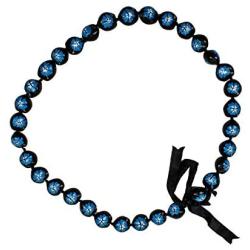 Hawaiian Kukui Nut Leis Beads Necklaces with Hand Painted Flower Adjustable 32 inches Lei for Men and Women