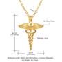 U7 Nurse RN Caduceus Necklace MD Gift Stainless Steel Nursing Angel Pendant, Chain 22''
