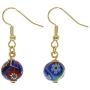 GlassOfVenice Murano Glass Mosaic Millefiori Ball Earrings - Gold