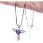 Birthstone Necklaces Cross Necklace for Women Girls Cubic Zirconia Angel Wing Birthstone Heart Charm Pendant Necklace Gifts for Valentine