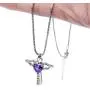Birthstone Necklaces Cross Necklace for Women Girls Cubic Zirconia Angel Wing Birthstone Heart Charm Pendant Necklace Gifts for Valentine
