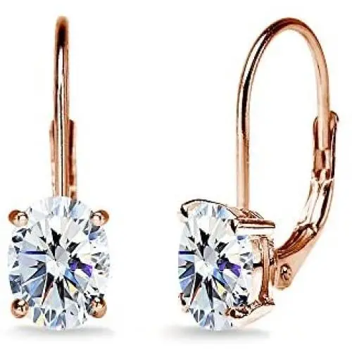 Sterling Silver 7x5mm Oval Solitaire Dainty Leverback Earrings Made with Swarovski Zirconia
