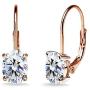Sterling Silver 7x5mm Oval Solitaire Dainty Leverback Earrings Made with Swarovski Zirconia