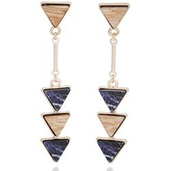 BONALUNA Bohemian Wood And Marble Effect Triangle Drop Statement Earrings