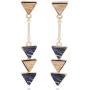 BONALUNA Bohemian Wood And Marble Effect Triangle Drop Statement Earrings