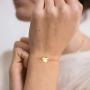 PEARLADA 18K Gold Chain Link Bracelet Minimalist Heart Charm Bracelet Fashion Pearl Beaded Bar Bracelet Handmade Adjustable Jewelry for Women