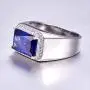 BONLAVIE Mens Halo Engagement Rings 7.0ct Radiant Cut Created Blue Sapphire Solid 925 Sterling Silver Eternity Wedding Band Size 5-14 BONLAVIE Mens Halo Engagement Rings 7.0ct Radiant Cut Created Blue Sapphire Solid 925 Sterling Silver Eternity Wedding Band Size 5-14