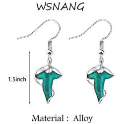 WSNANG Movie Elven Green Leaf Earrings Movie Inspired Jewelry Gift for Fans