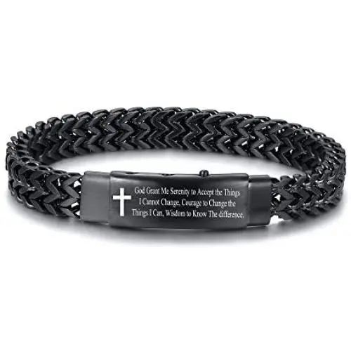 VNOX Personalized Custom Christian Bible Quote Link Bracelet Inspirational Encouragement Gifts for Men Boys Mens Adjustable 8-8.6 Inches Metal Double Franco Cuff Wristband VNOX Personalized Custom Christian Bible Quote Link Bracelet Inspirational Encouragement Gifts for Men Boys Mens Adjustable 8-8.6 Inches Metal Double Franco Cuff Wristband