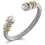 Twisted Cable Bracelet with Composite Shell Pearl Antique Cuff Bracelets for Women Adjustable Bangle Bracelet