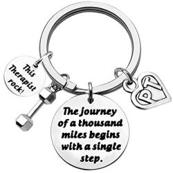 ENSIANTH PT Keychain Physical Therapist Keychain Motivational Gift The Journey of A Thousand Miles Gift